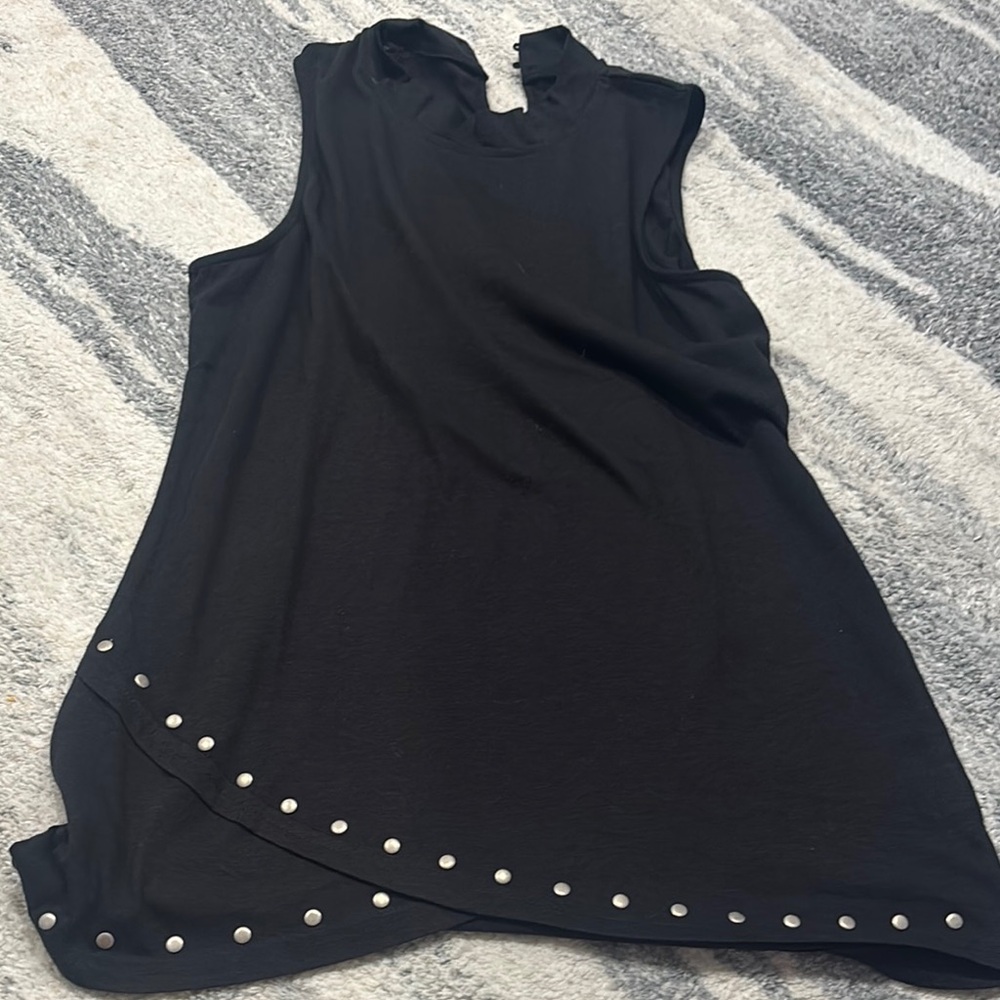 Panhandle Slim Black Asymmetrical Embellished Tank Top